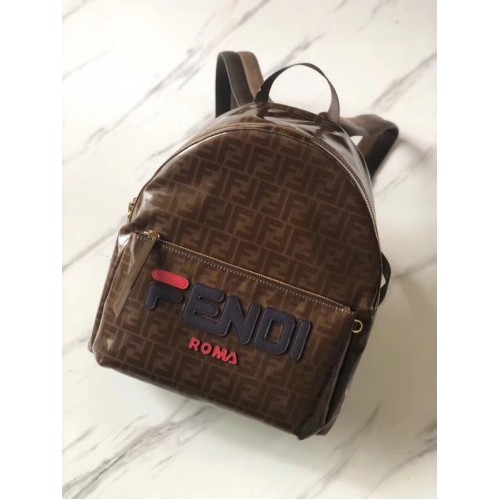 Fendi MINI BACKPACK Kleiner mehrfarbiger Canvas-Rucksack 8BZ036