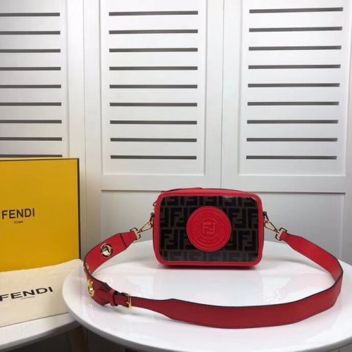 Fendi MINI CAMERA CASE Mehrfarbige Segeltuchtasche 8BF097 rot