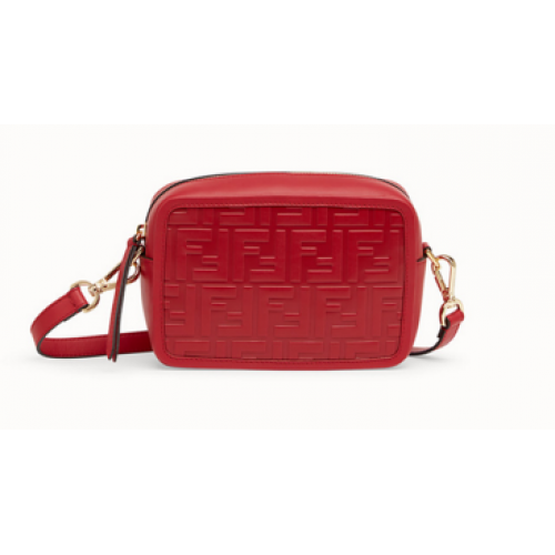 Fendi MINI CAMERA CASE Rote Ledertasche 8BS019A