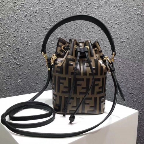 Fendi MON TRESOR Mehrfarbige Ledertasche 8BT298A Schwarz
