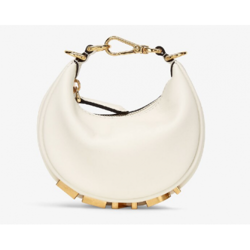 Fendi Nano Fendigraphy Weißer Lederanhänger 7AS089A