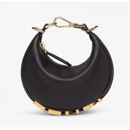 Fendi Nano Fendigraphy schwarzer Lederanhänger 7AS089A