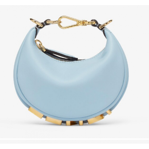 Fendi Nano Fendigraphy hellblauer Lederanhänger 7AS089A