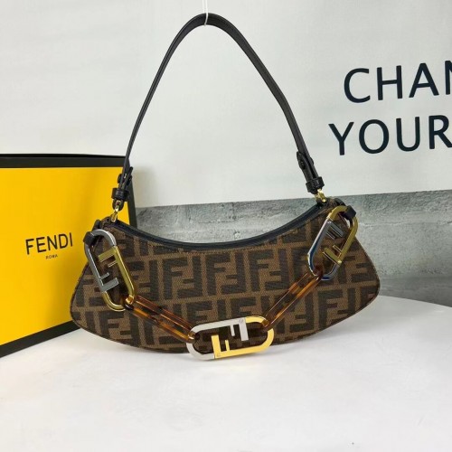 Fendi O Lock Swing Mintgrüne Ledertasche 8BS068A braun