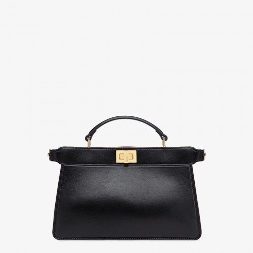 Fendi PEEKABOO ISEEU EAST-WEST Schwarze Ledertasche 8BN323