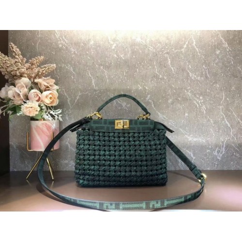 Fendi PEEKABOO ISEEU Webtasche F4587 schwarzgrün