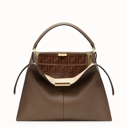 Fendi PEEKABOO X-LITE Braune Ledertasche 8BN304A