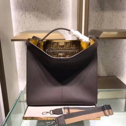 Fendi PEEKABOO X-LITE Braune Ledertasche 8BN304B