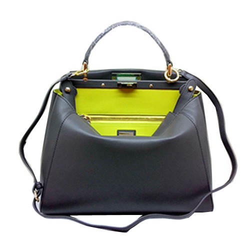 Fendi Peekaboo Tasche Original Leder FD2311 Tiefgrau