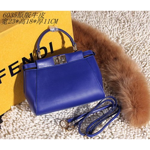 Fendi Peekaboo Tasche Glattleder FD6035 Blau