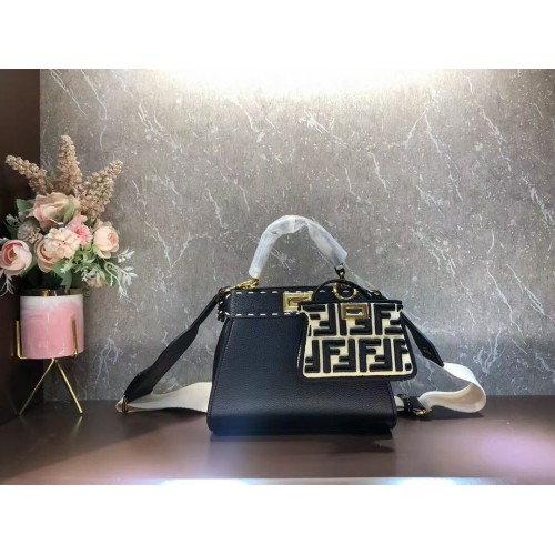 Fendi Peekaboo ISeeU Kleine Ledertasche F8636 SCHWARZ