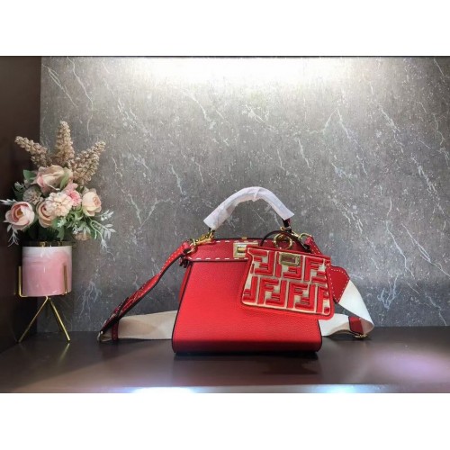 Fendi Peekaboo ISeeU Kleine Ledertasche F8636 ROT