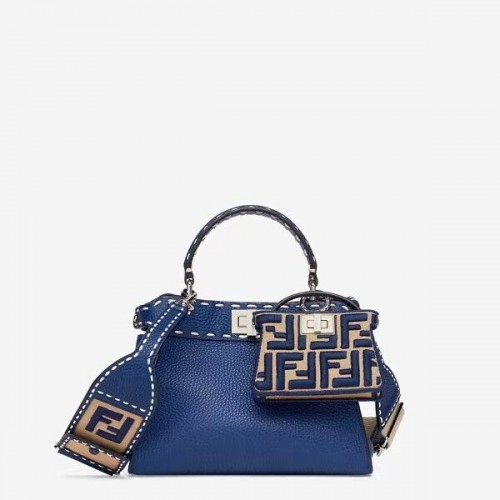 Fendi Peekaboo ISeeU Kleine Ledertasche F8636 blau