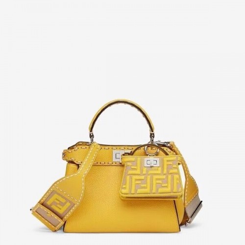 Fendi Peekaboo ISeeU Kleine Ledertasche F8636 gelb