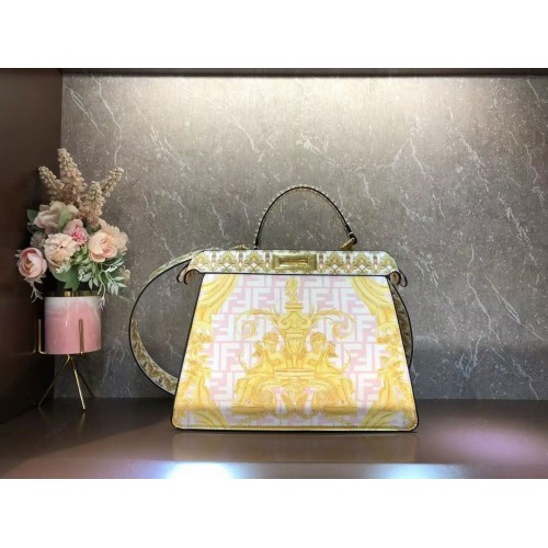 Fendi Peekaboo bedruckte Seidentasche Tasche F1951 rosa