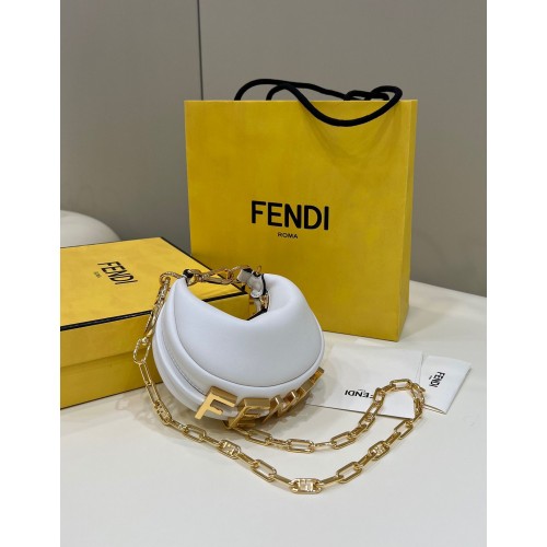 Fendi Praphy Original Leather Big FENDI Logo Mini Bag 80056S Weiß