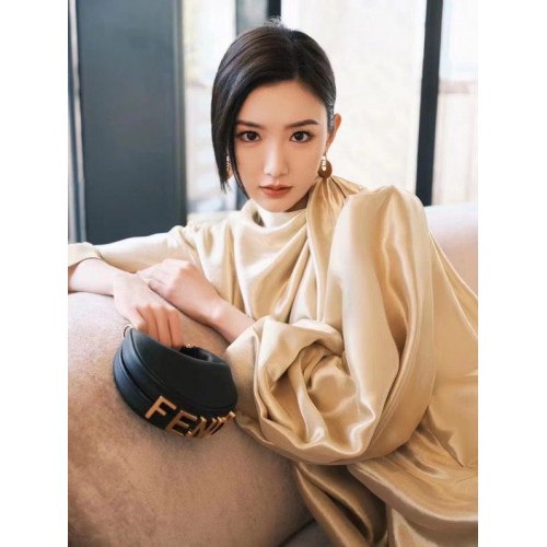 Fendi Praphy Original Leather Big FENDI Logo Mini Bag 80056S Schwarz