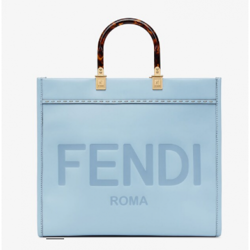 Fendi Sunshine Medium Shopper aus hellblauem Leder 8BH386A