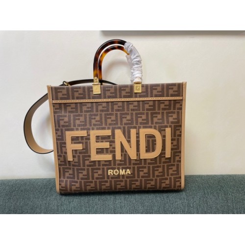 Fendi Sunshine Shopper aus mittelbraunem Leder 8BH386