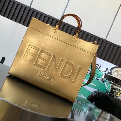 Fendi Sunshine Medium Shopper aus Leder 8BH386A Gold