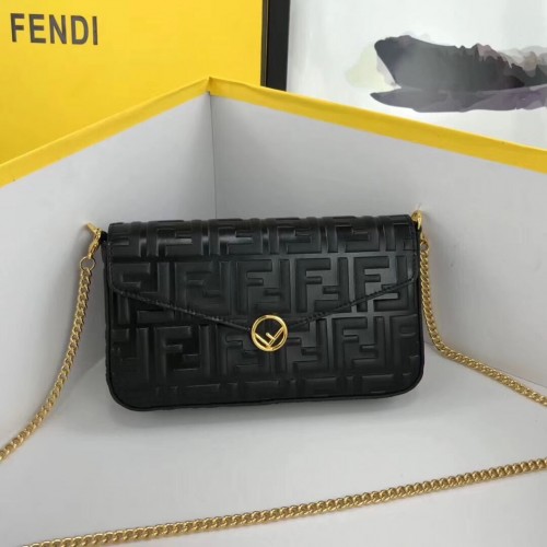 Fendi WALLET ON CHAIN WITH POUCHES Mini-Tasche aus Leder 8BS032 schwarz
