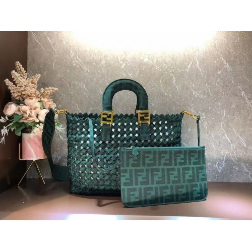 Fendi Weave Bag F6501 schwarzgrün