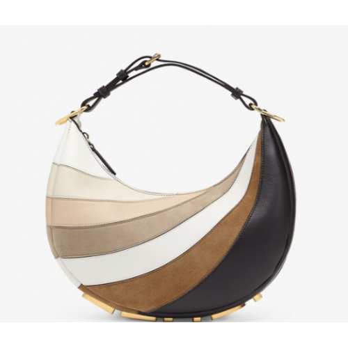 Fendi Graphik Kleine Ledertasche mit beiger und brauner Einlage 8BR798A