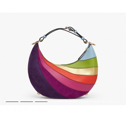 Fendi Grafik Kleine Ledertasche mit mehrfarbiger Einlage 8BR798A Rainbow