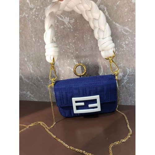 Fendi Mini BAGUETTE Baumwolltasche F6550 blau