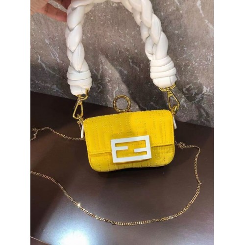 Fendi Mini BAGUETTE Baumwolltasche F6550 gelb