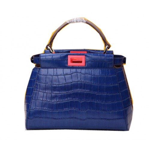 Fendi Mini Peekaboo Bag Krokoleder F520885 Blau
