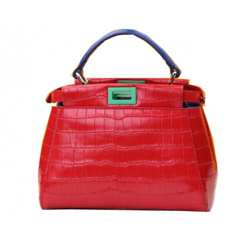 Fendi Mini Peekaboo Bag Krokoleder F520885 Rot