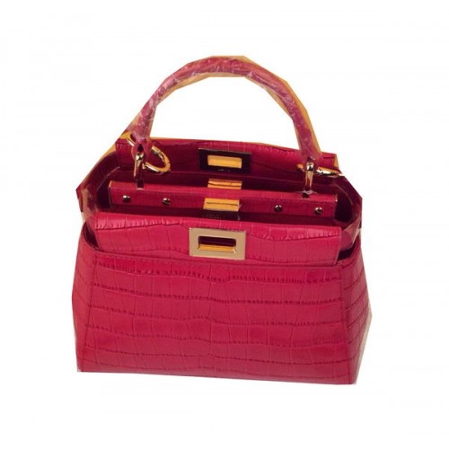 Fendi Mini Peekaboo Tasche Krokoleder F520885 Rose