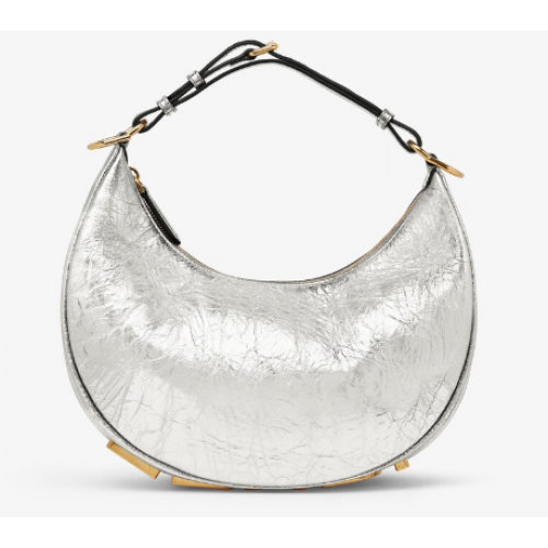 Fendigraphy Kleine Tasche aus laminiertem Leder in Silber 8BR798A