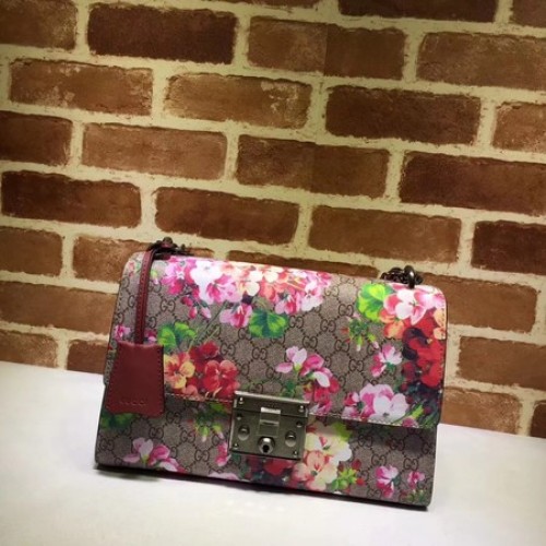 Gucci Padlock Blooms GG Supreme Umhängetasche 409486 Rose