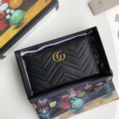 Gucci GG Marmont Mini-Kettentasche 443447 Schwarz
