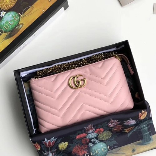 Gucci GG Marmont Mini-Kettentasche 443447 Hellrosa