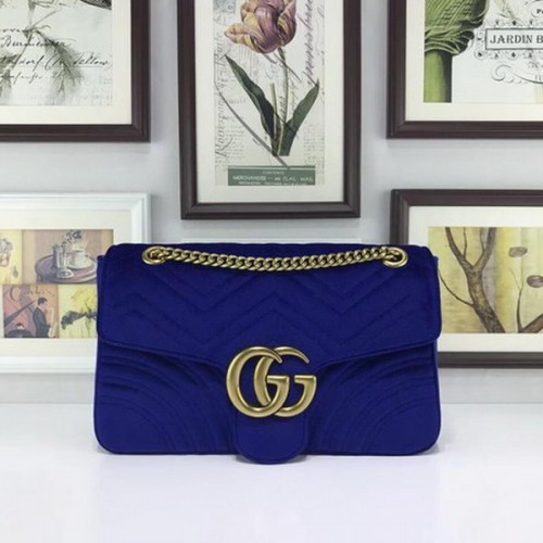 Gucci GG Marmont Bestickte Samttasche 443496 Blau