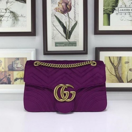 Gucci GG Marmont Bestickte Samttasche 443496 Lila