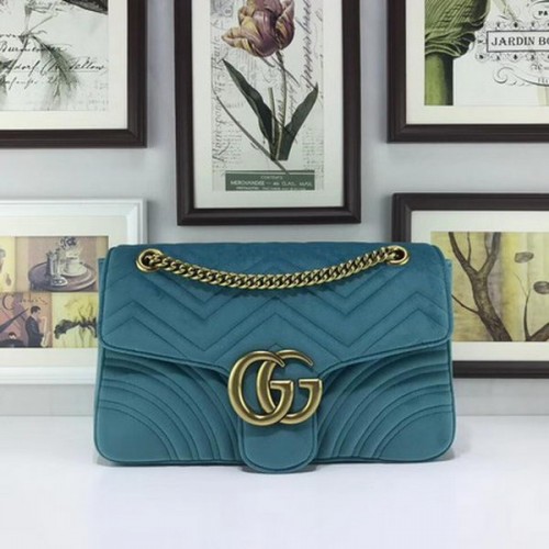 Gucci GG Marmont Bestickte Samttasche 443496 SkyBlue