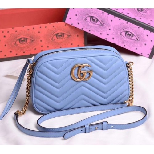 Gucci GG Marmont Kleine Umhängetasche 447632 Himmelblau