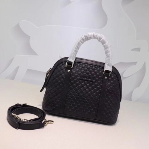 Gucci Signature Ledertasche mit oberem Griff 449654 Schwarz