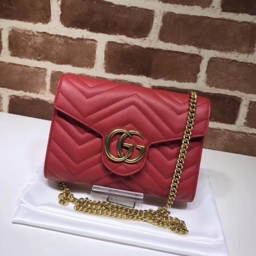 Gucci GG Marmont Matelasse Mini-Tasche 474575 Rot