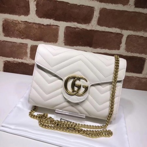 Gucci GG Marmont Matelasse Mini-Tasche 474575 Weiß