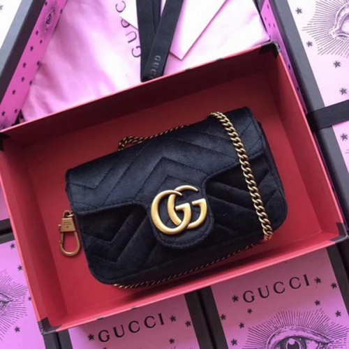Gucci GG Marmont Samt Super Mini Tasche 476433 Schwarz
