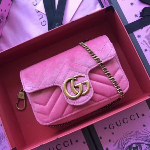 Gucci GG Marmont Samt Super Mini Tasche 476433 Rosa