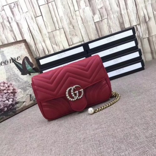 Gucci GG Marmont Matelasse Minitasche 476809 Rot