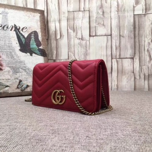 Gucci GG Marmont bestickte Samt-Minitasche 488426 Rot