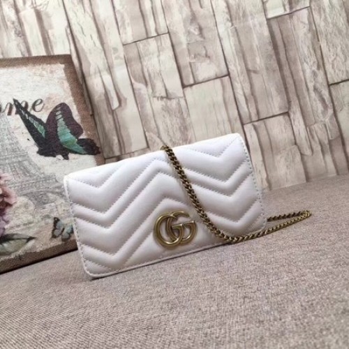 Gucci GG Marmont Mini-Tasche 488426 Weiß