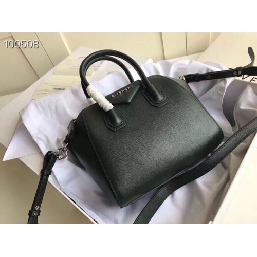 Givenchy Kleine Antigona Tasche aus genarbtem Kalbsleder BB0511 Schwarzgrün